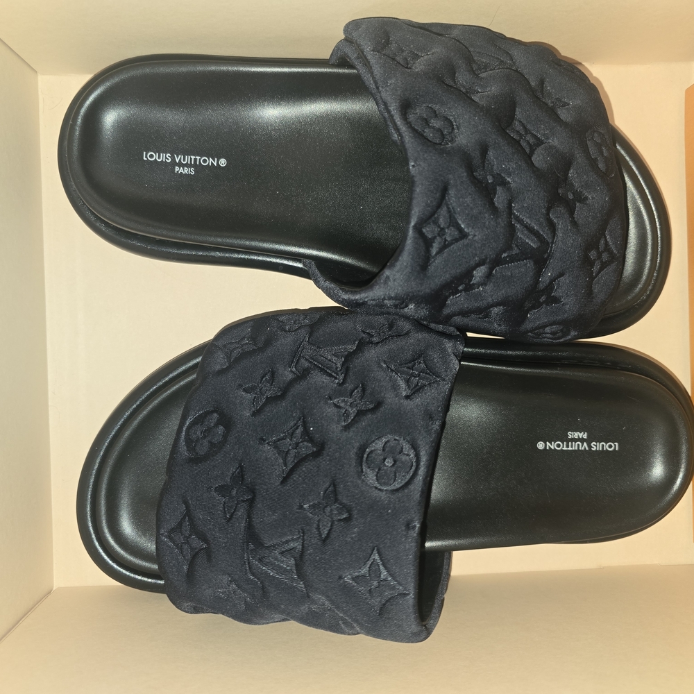 Louis Vuitton Black Braided Slippers